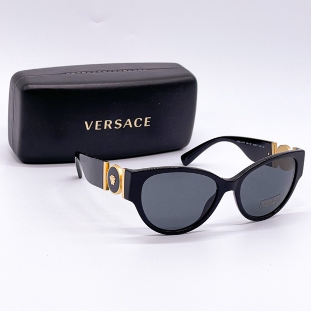 Versace Women's VE/4368 GB1/87 Black Medusa Medallion Cat Eye Sunglasses w/case